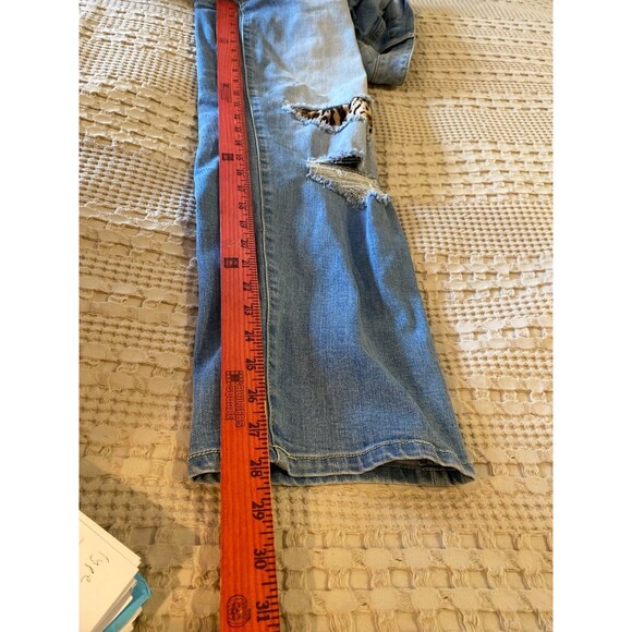Inc denim Jeans Midrise Boyfriend Cropped Distressed w/ Tiger Print Plus 18 W - Picture 10 of 11